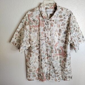 Tori Richard Destinations Novelty Print Short Sleeve Button Down Shirt Sz 2Xl
